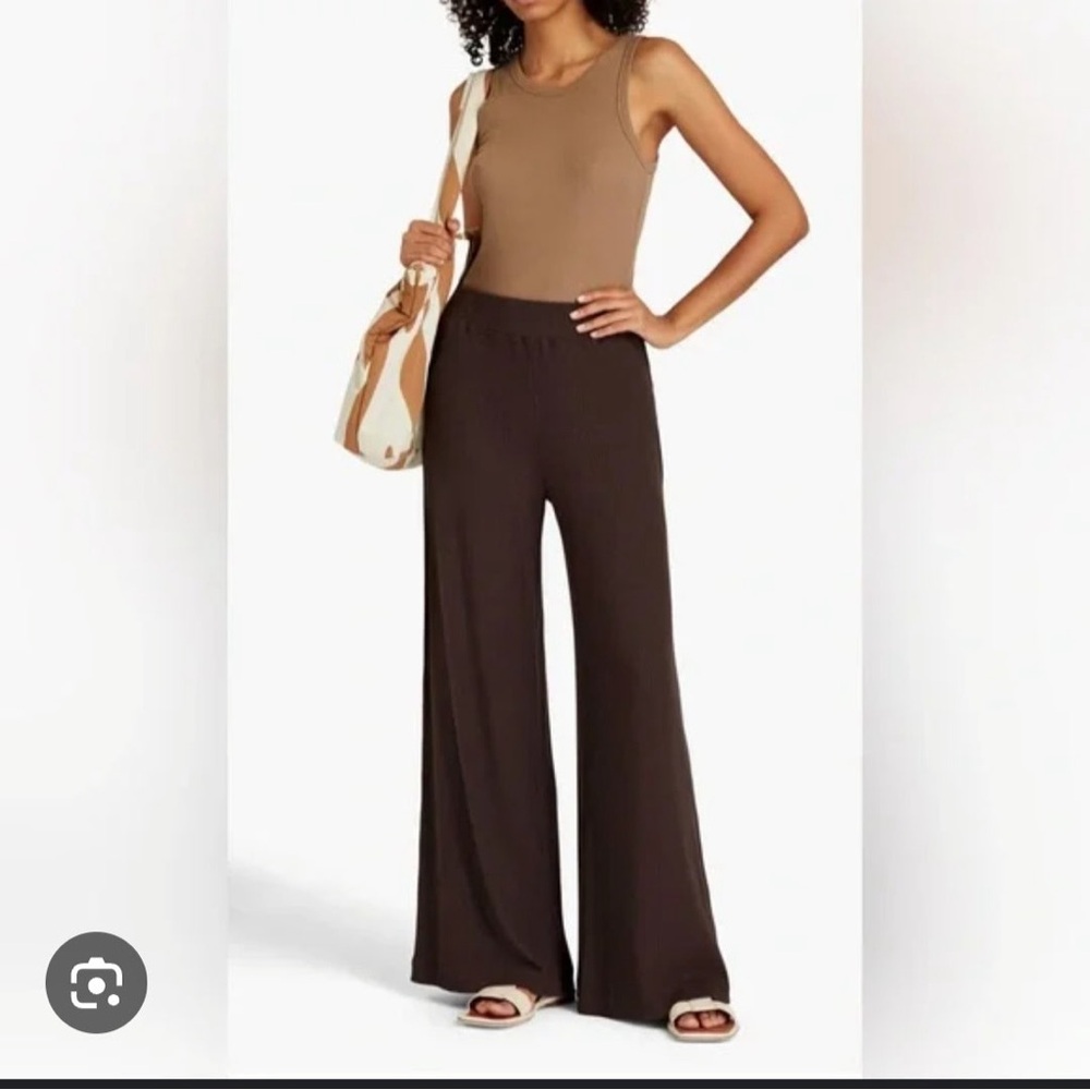 L'AGENCE Dark Brown High Rise Flare Wide-Leg Trousers